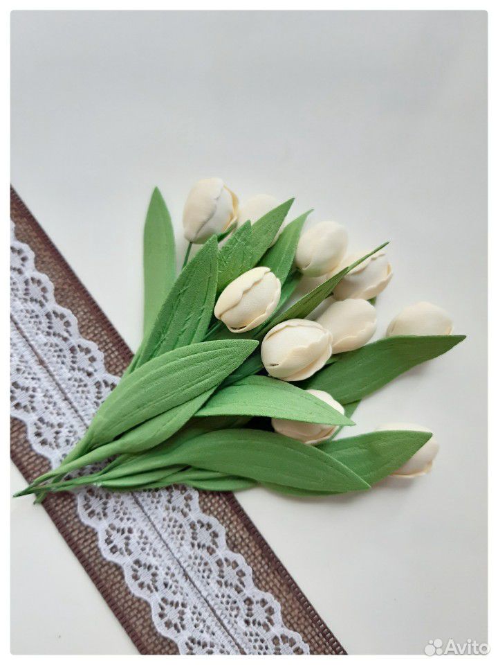 Цветы тюльпаны ручной работы из фоамирана скрапбук купить на Зозу.ру - фотография № 7