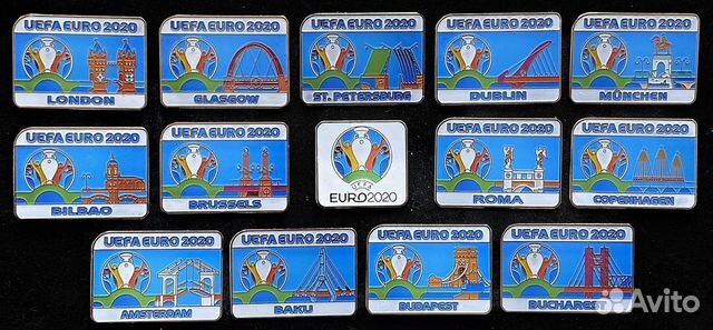 Набор значков 14шт Чемпионат Европы Euro-2020