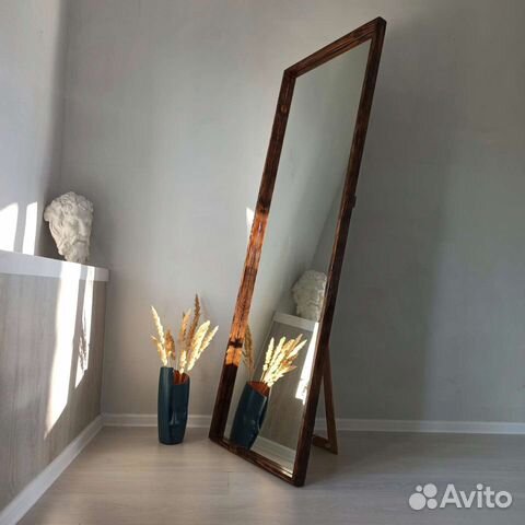 Зеркало напольное. Лофт.Зеркало из дерева в обжиге