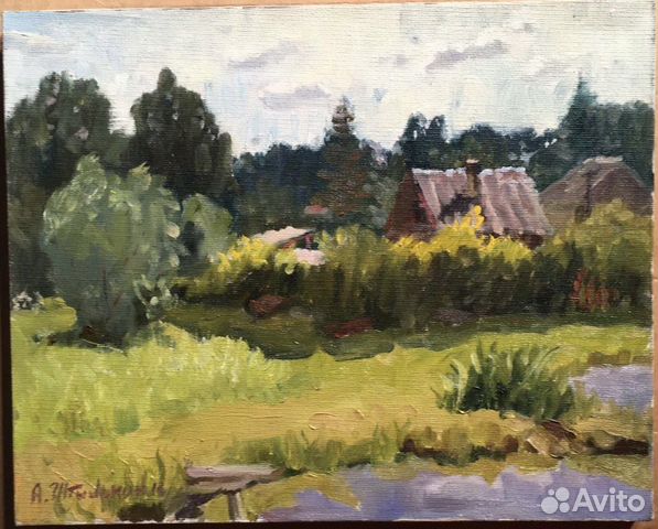 Картина пейзаж лето А. Штылькин холст масло
