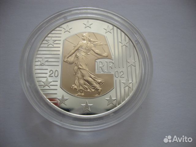 Франция 5 евро 2002 Прощание с франком Золото 2,7г