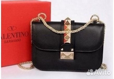 Сумка Валентино Черная Valentino Glam Lock Rockstu