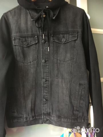 Новая джинсовая мужская куртка размер М с капюшоно