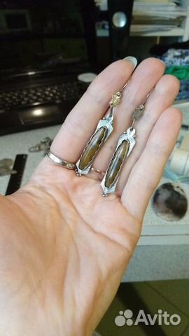 Комплект из серебра и тигрового глаза СССР