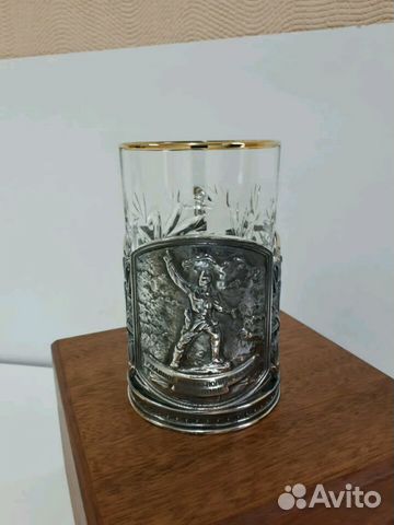 Подстаканник с хрустальным стаканом и ложкой