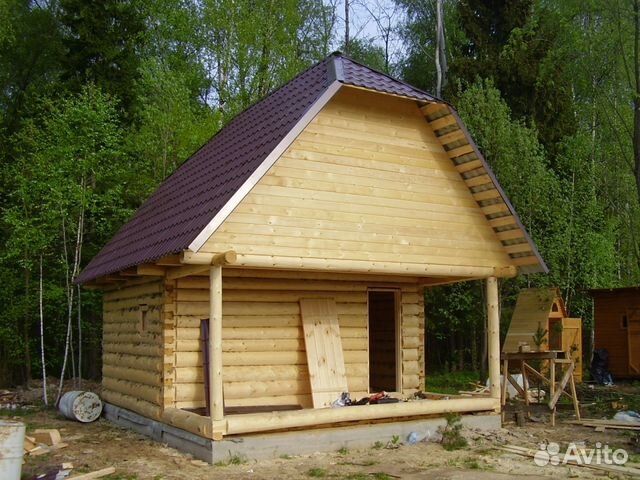 Сруб бани 4х5+2 крыша мансардная под рубанок
