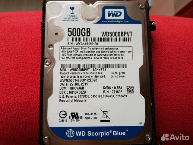 Жёсткий диск 2.5 500gb wd5000bpvt