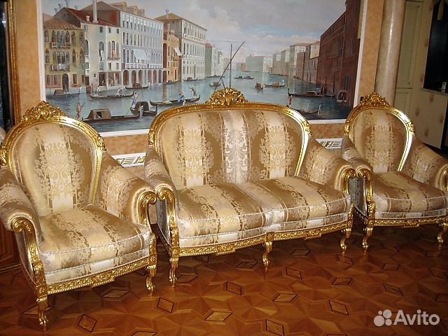 Диван и кресла из сусального золота Италия Диван и кресла из сусального золота Италия