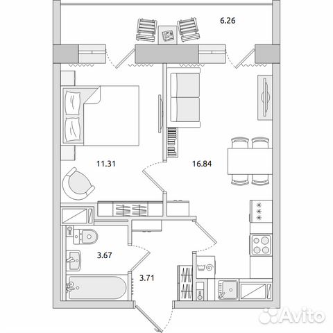 1-к квартира, 41.8 м², 2/15 эт. 1-к квартира, 41.8 м², 2/15 эт.