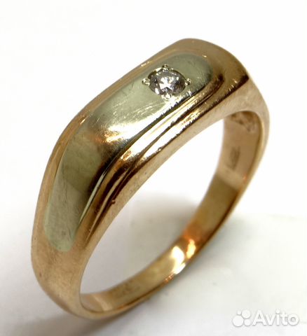 Золотое мужское кольцо 585 пробы с бриллиантом