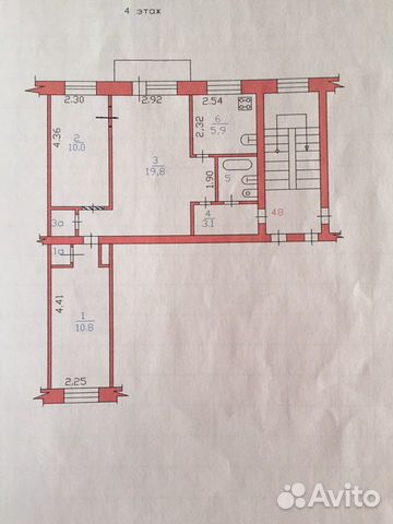 3-к квартира, 53.9 м², 4/4 эт.