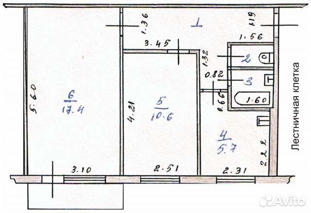 2-к квартира, 45.3 м², 3/5 эт.