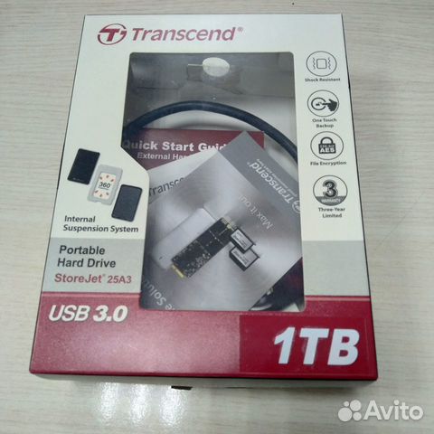 Внешний жесткий диск 1 TB, Transcend StoreJet 25A3