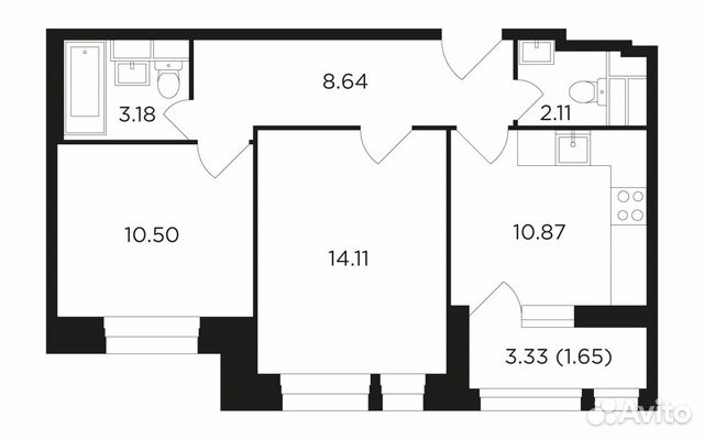 2-к квартира, 51.1 м², 8/22 эт. 2-к квартира, 51.1 м², 8/22 эт.