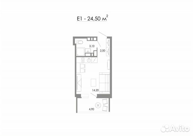 1-к квартира, 28 м², 19/24 эт.