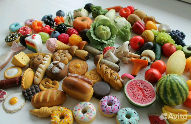 Игрушки из полимерной глины Фрукты овощи