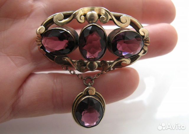 Крупная Антикварная Брошь Позолота 19 Век Крупная Антикварная Брошь Позолота 19 Век