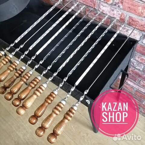 Шампур с деревянной ручкой новый (шампура) 40-55см