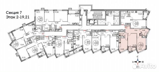 1-к квартира, 39 м², 1/21 эт.