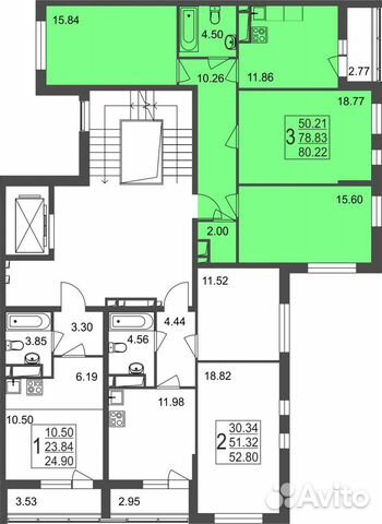3-к квартира, 80.2 м², 6/8 эт. 3-к квартира, 80.2 м², 6/8 эт.