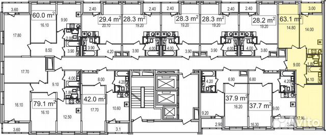 2-к квартира, 63.1 м², 17/25 эт. 2-к квартира, 63.1 м², 17/25 эт.