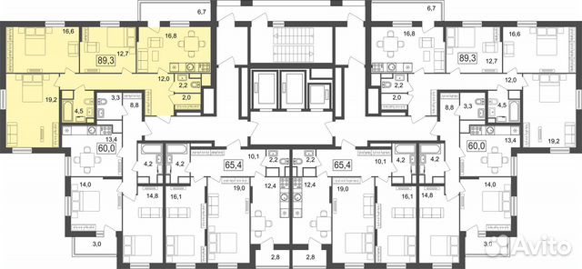 3-к квартира, 89.3 м², 7/25 эт. 3-к квартира, 89.3 м², 7/25 эт.