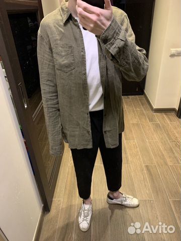 Новая льняная рубашка allsaints хаки XS Новая льняная рубашка allsaints хаки XS