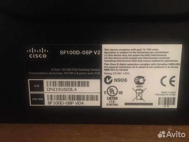 Cisco switch (коммутатор) 8 портов poe SF-100D-08P
