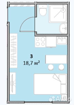 Студия, 19 м², 1/5 эт. Студия, 19 м², 1/5 эт.