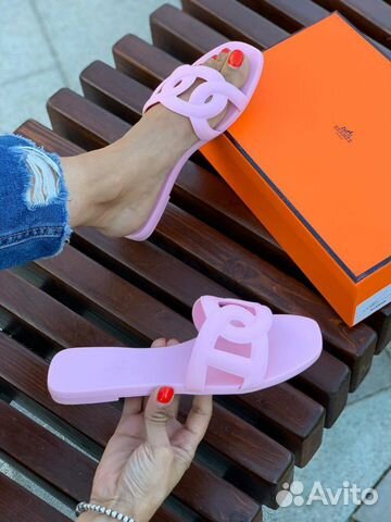 Шлепки шлепанцы сланцы кожаные розовые гермес Шлепки шлепанцы сланцы кожаные розовые гермес