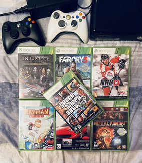 Xbox 360 S (Slim) 2 геймпада, 7 Игр, + Монитор