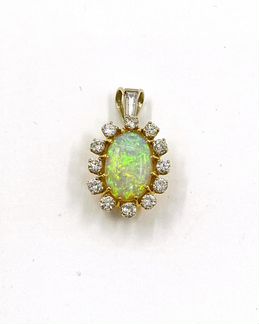 Подвеска Кулон с Опалом и Бриллиантами Золото 585