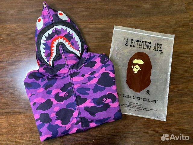Зип худи Bape фиолетовое