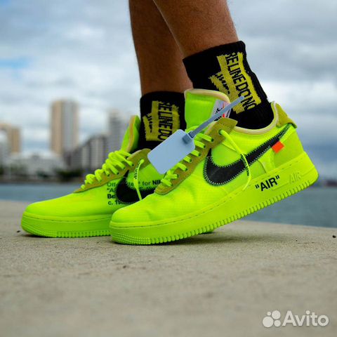 Кроссовки nike air force 1 x off white volt