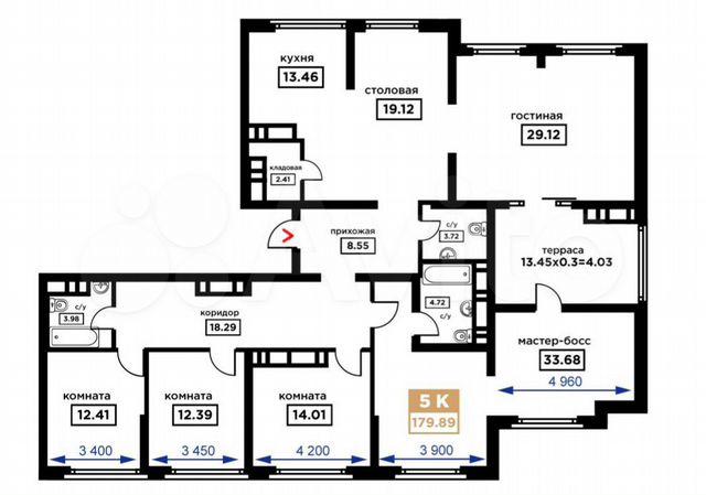 5-к. квартира, 180 м², 16/19 эт.