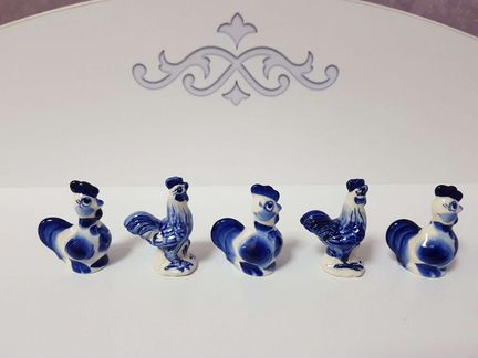 Петух, гжель, фарфор, фигурка, статуэтка, сувенир