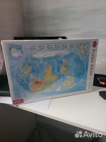 Пазл Физическая карта мира, 1000 деталей. Новый