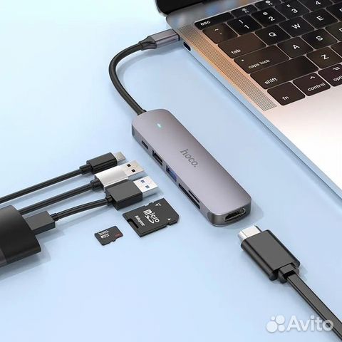 Хаб Type-C на USB \ USB-C \ hdmi \ MicroSD \ SD