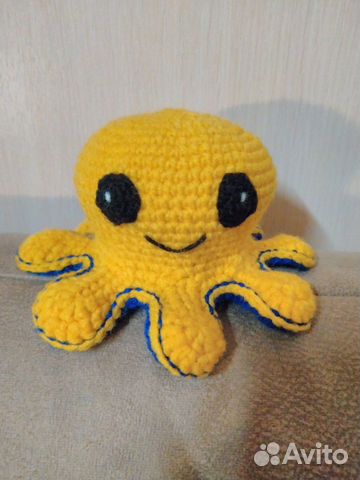Мягкая, вязаная игрушка перевертыш «Осминог»