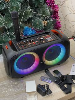 Блютуз колонка мощная караоке fm aux bt