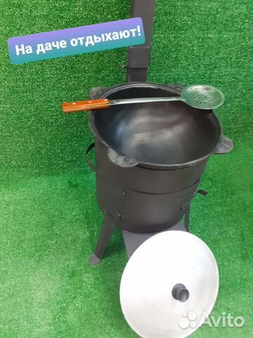 Комплект казан чугунный 12л и печь с трубой