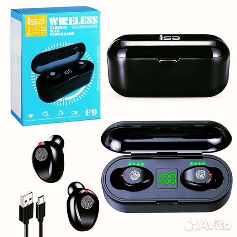 Беспроводные новые TWS наушники F9 новые+ доставка
