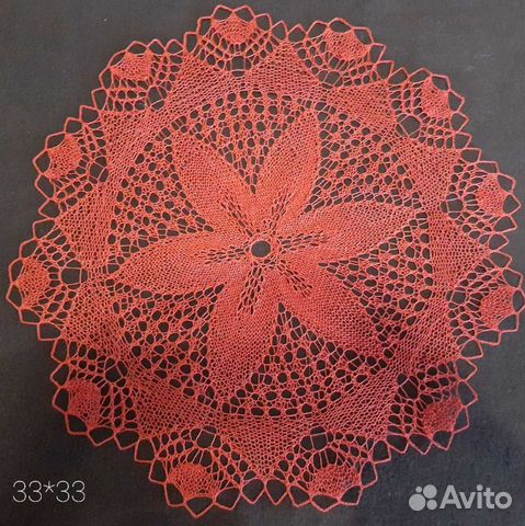 Ажурная вязаная салфетка спицами