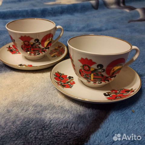 Чайная пара Петухи лфз Воробьевский 2шт