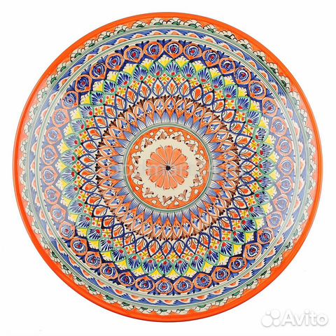 Блюдо Ляган Оранжевый 1 шт, Глина, диаметр 42 см