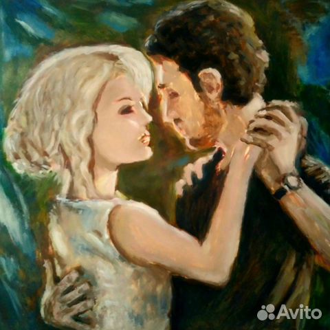 Картина с танцующий парой, маслом,холст,Танец
