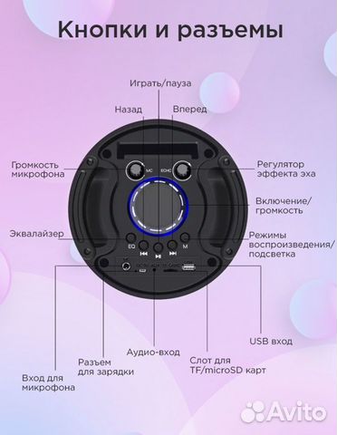 Колонка беспроводная с микрофоном и караоке