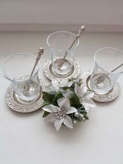 Армуды с ложечками. Стекло и металл