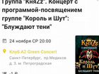 Билет на концерт группы княzz, Король и Шут 