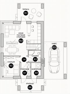 Коттедж 120 м² на участке 12 сот.
